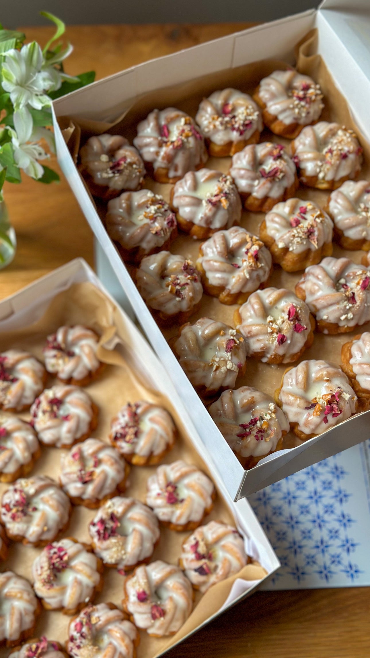 Carrot & Pecan Bundt Cakes with a cheesecake icing