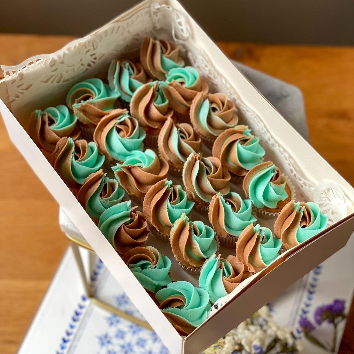 Mini Floral Vanilla Cupcakes